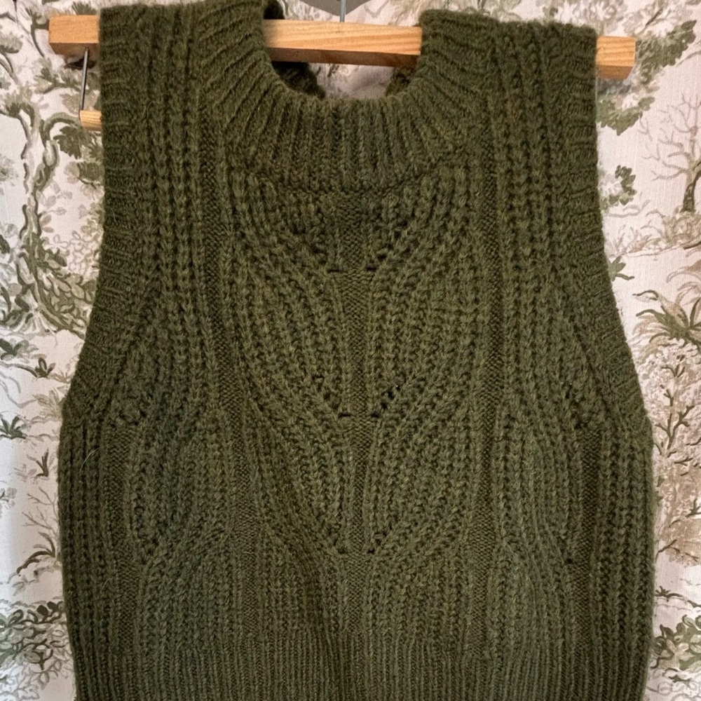 Madewell Olive Green Cable Knit Sweater Vest